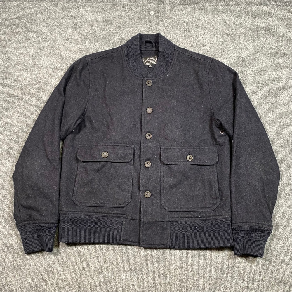 Deus Ex Machina Customs In Benzin Veritas Navy Wool Bomber Jacket Mens Small‎